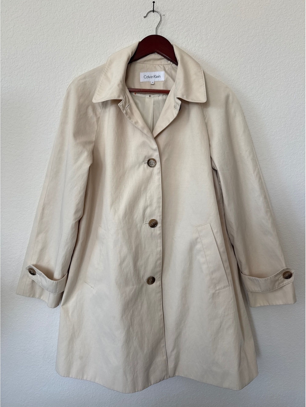 Calvin Klein Women's Cream Trench Coat Size M